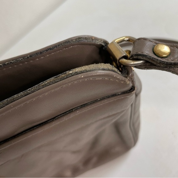 ETIENNE AIGNER Vintage Leather Bag Zipper Greige Taupe Minimalist - Picture 4 of 16